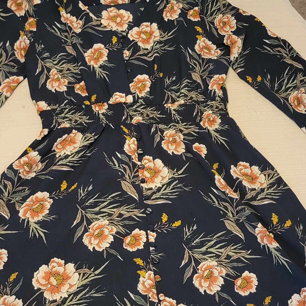 Collection B Orange Long Sleeve V-neck Sundress